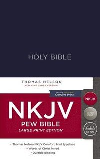 NKJV, Pew Bible, Large Print, Hardcover, Blue, Red Letter, Comfort Print
